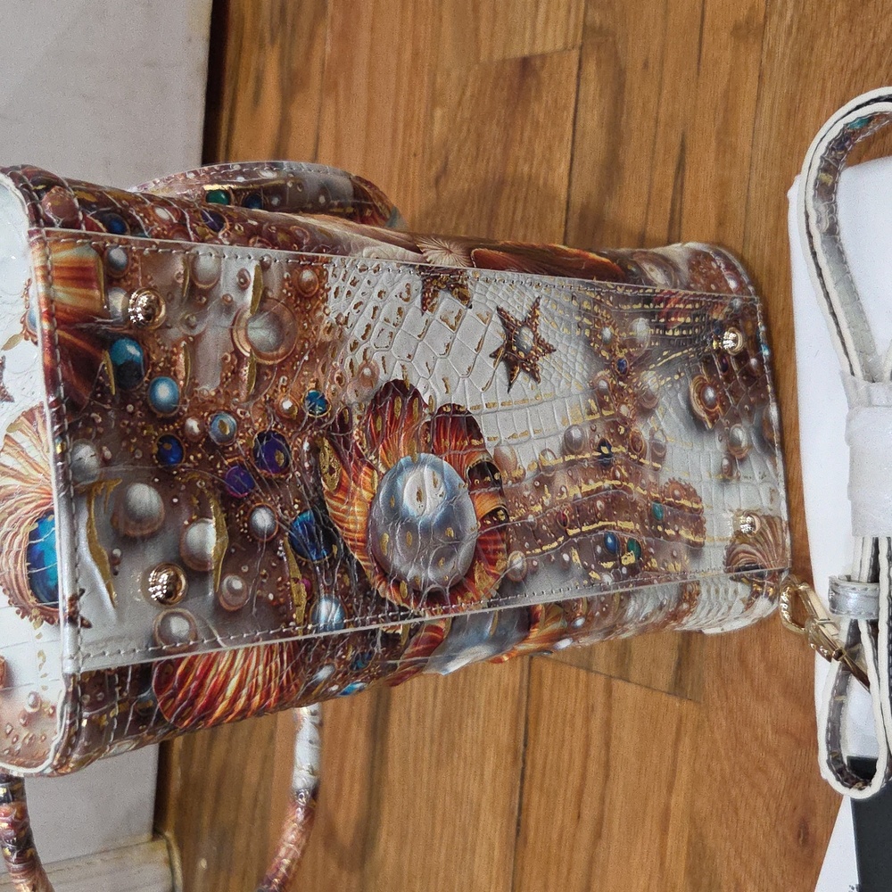💛🔹️Brahmin 🔹️Cami Sea Jewel Melbourne Leather Satchel Shoulder Bag - Picture 14 of 14